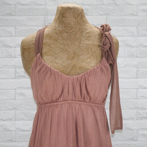 TO THE MAX Dress Halter Cape Back Boho Bow Summer Casual Rose Rayon Medium - Picture 2 of 13